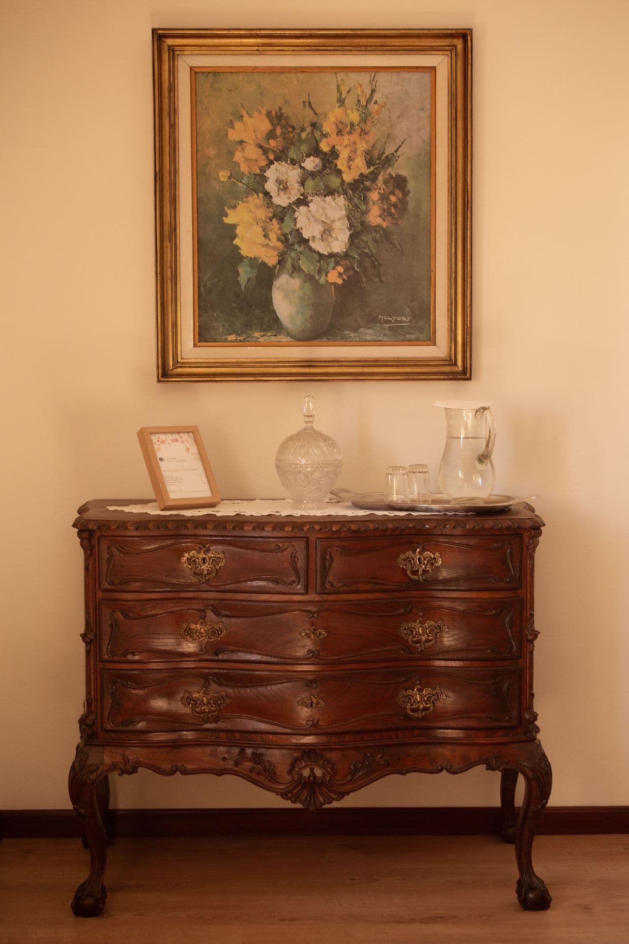 Antique room detail with floral painting
